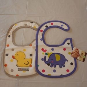 2 CARTER'S Little Layette OS Teething Bibs  Duck & Elephant Bundle